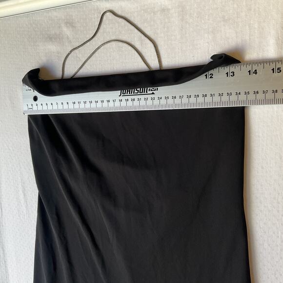 VINTAGE Express Women Long Cocktail Dress Size 1/2 Black Sleeveless Stretchy - Picture 3 of 10